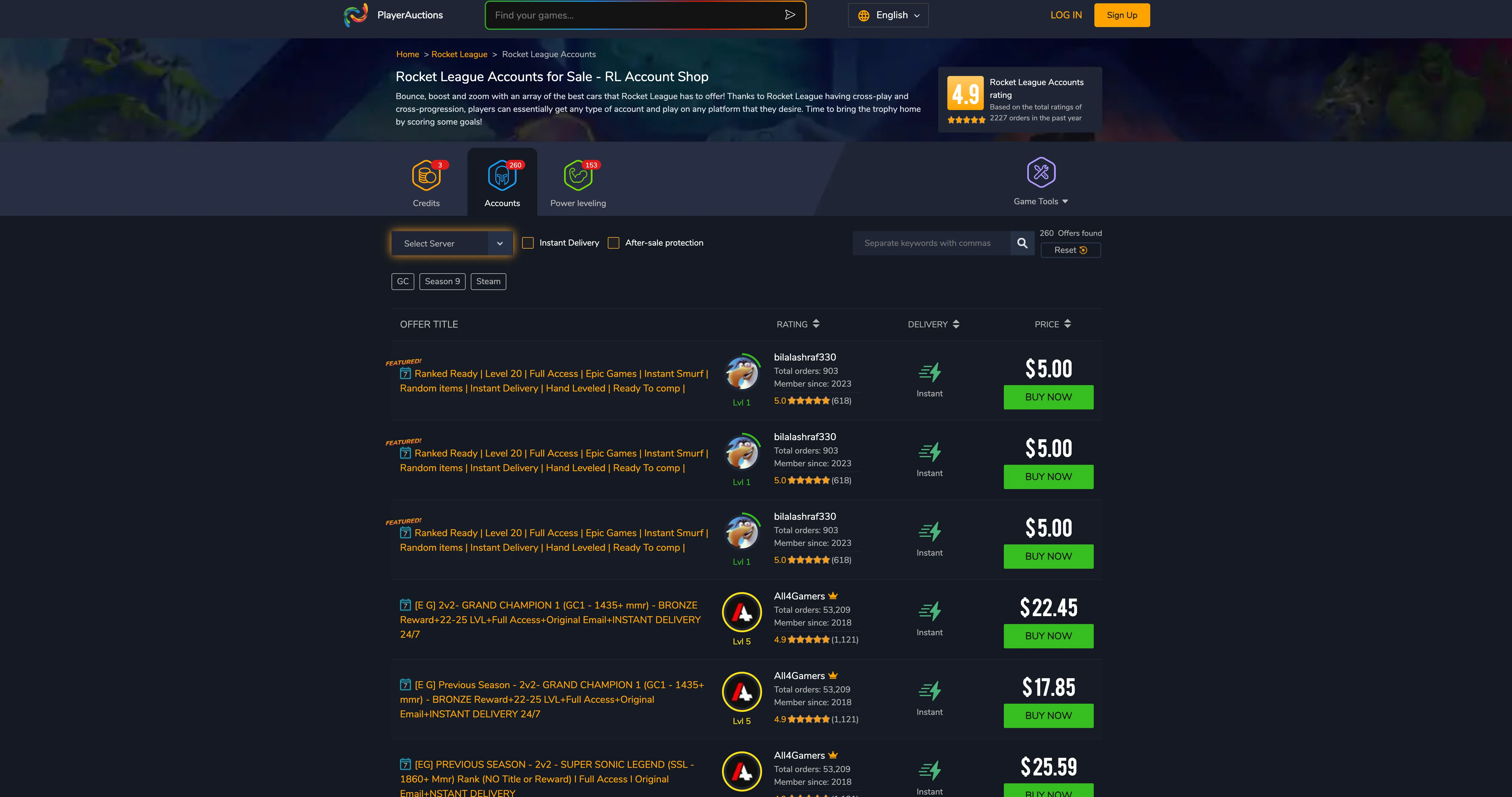 PlayerAuctions rocket league